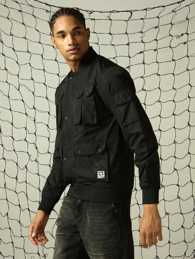 Hubberholme Men's Lightweight Open Front Utility Jacket with Bellow Pockets | Black - XL