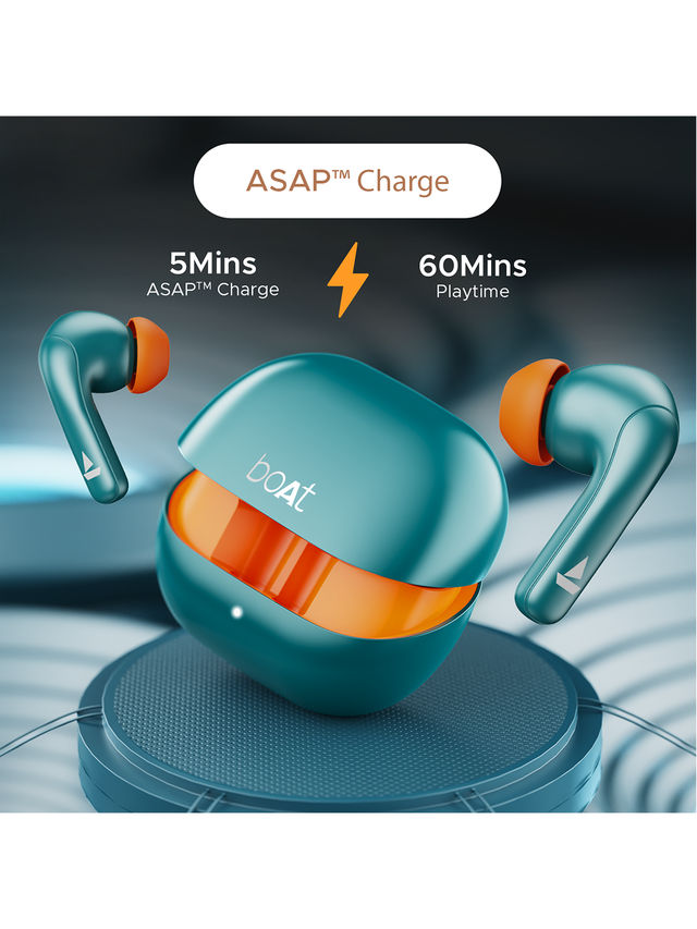 boAt Airdopes 155 Tws Earbuds W/ 40h Playtime, in-ear Detection, Quad Mics Enx Tech(Active Teal)