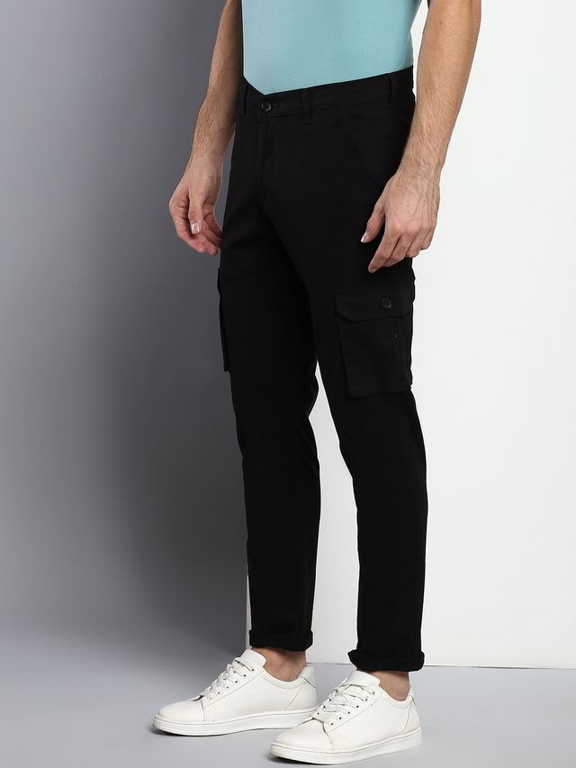 Dennis Lingo Men's Tapered Fit Cargos Trousers | Black | 32