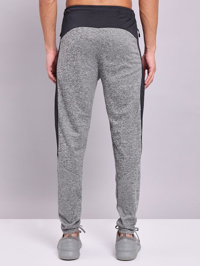 Technosport Men Poly Melange Slim Fit Sports Trackpants with TECHNO DRY | Black Melange | L