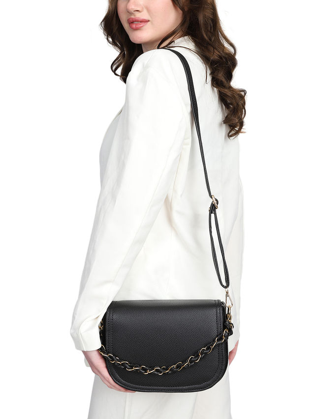 Mini Wesst Women's Solid Synthetic Leather Handheld Bag | Black - One Size