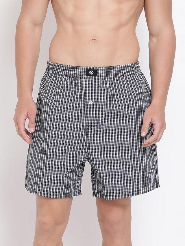 Onn Lightweight & Breathable Cotton Checkered Shorts | Multicolor | Size L | Pack Of 2