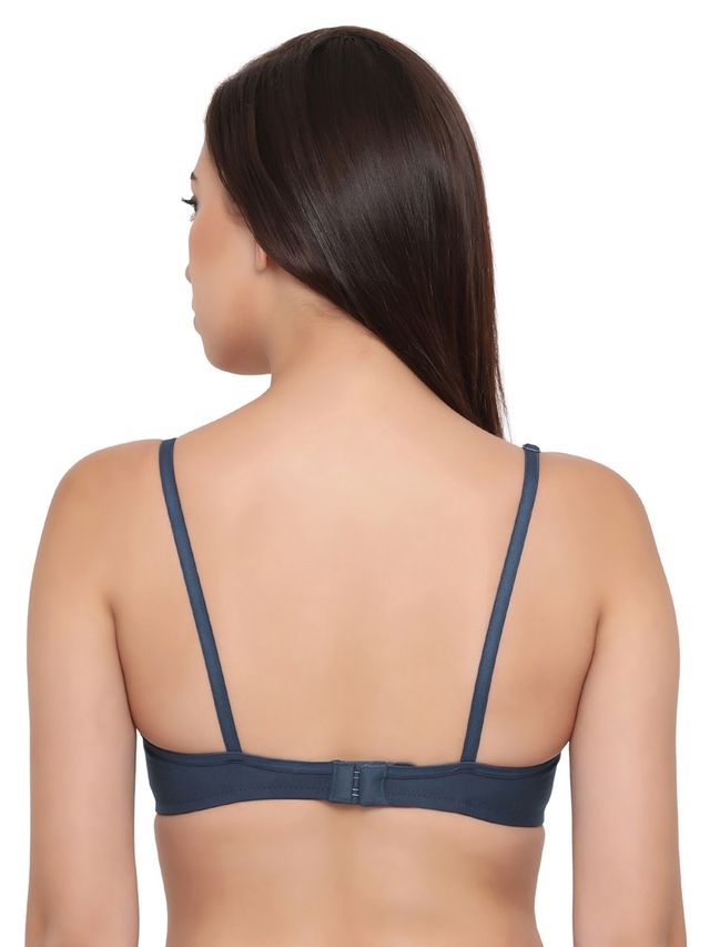 Clovia Women Non-Padded Non-Wired Full Coverage T-Shirt Bra - Cotton Rich | Navy Blue | 38C
