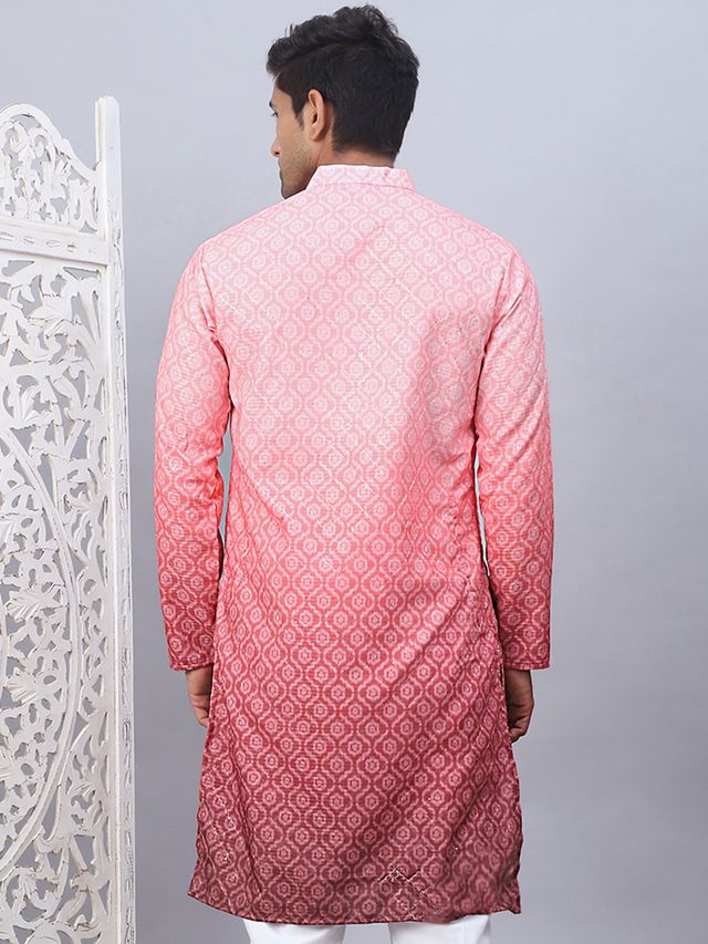 Jompers Men's Kurta | Ko 5074 | Coral - S