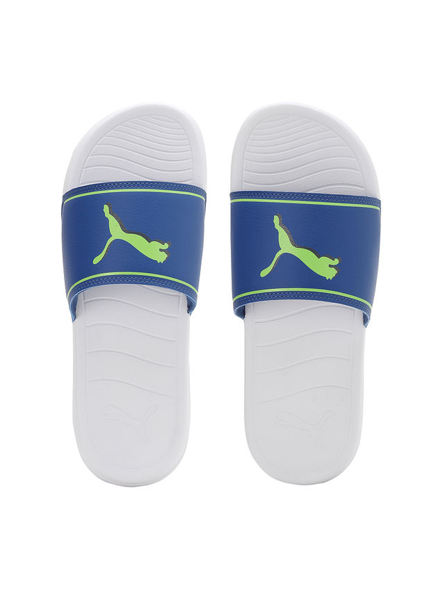 Puma Marine Unisex Slides | White-New Navy-Fizzy Apple | Size - UK 6