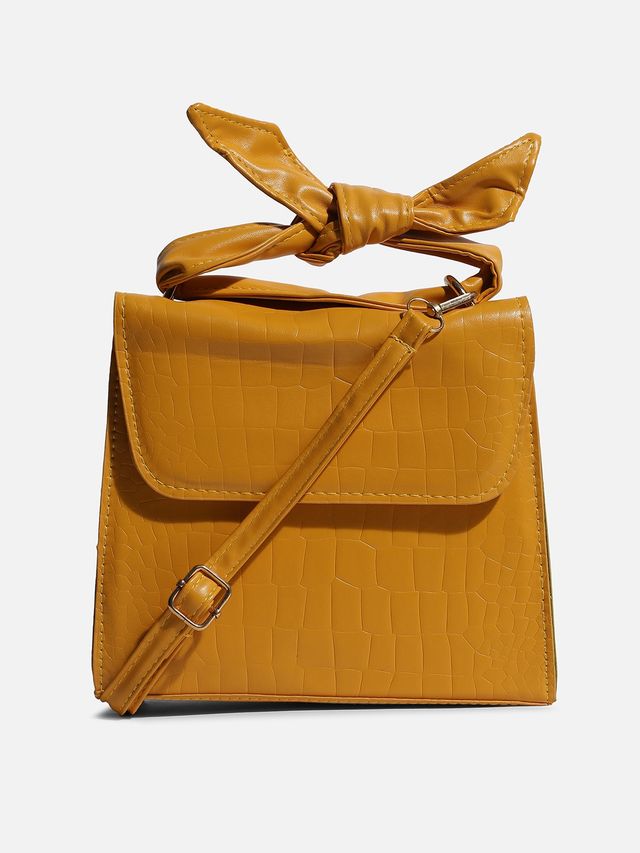 Haute Sauce Women's Solid PU 2 L Sling Bag | Yellow - One Size
