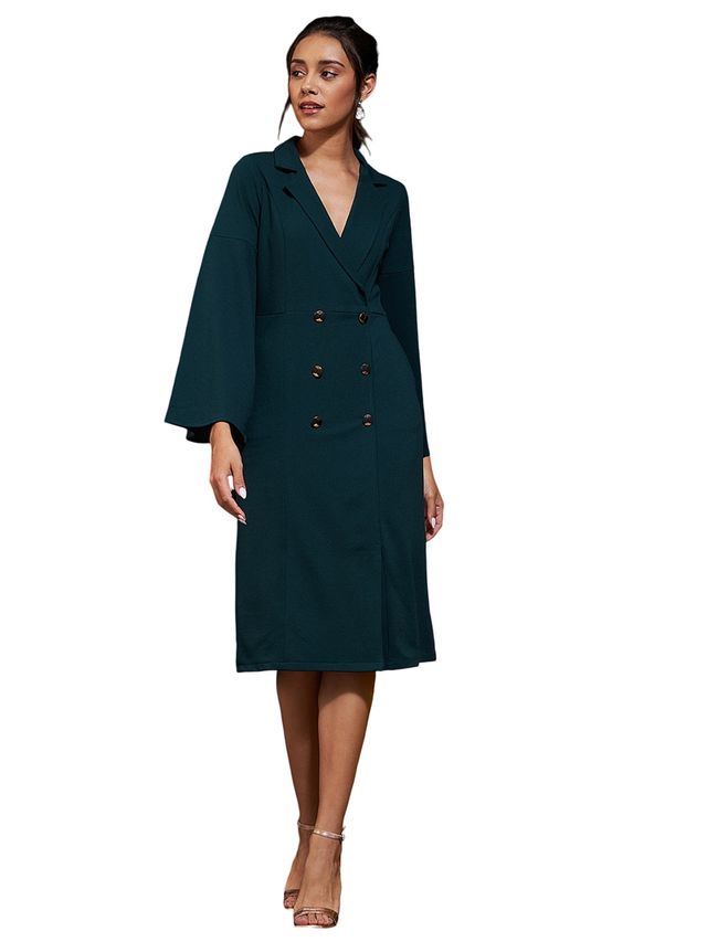 Athena Women Green Bell Sleeves Formal Dress Green M