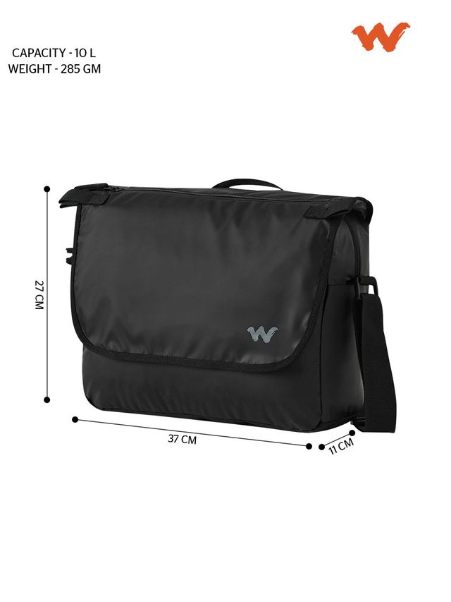 Wildcraft Unisex Polyester 10 L Top Handle Messenger Bag | Matte Black - Free Size