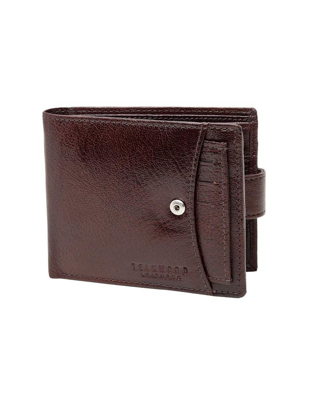 Teakwood Men's Solid Leather Bi-Fold Wallet | Black