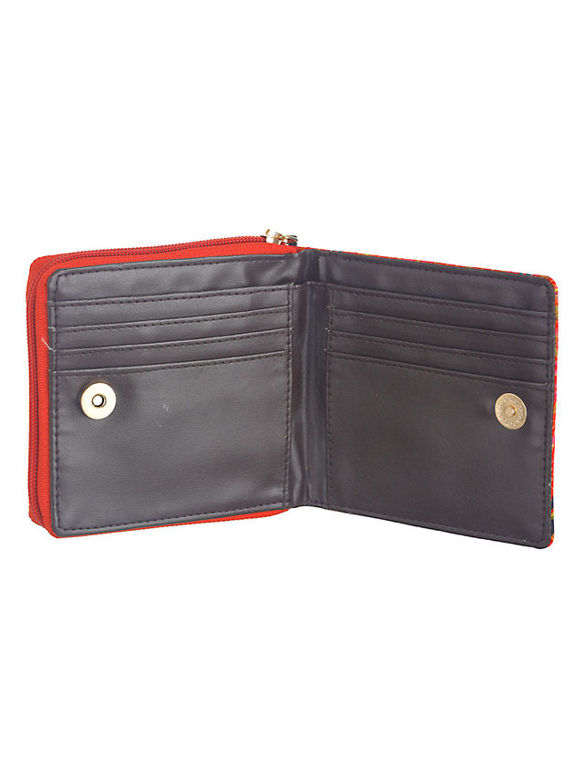 Priyaasi Women's Animal Print Fabric Wallets | Red - One Size