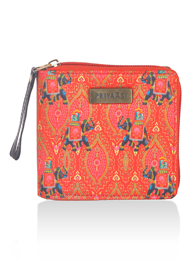 Priyaasi Women's Animal Print Fabric Wallets | Red - One Size