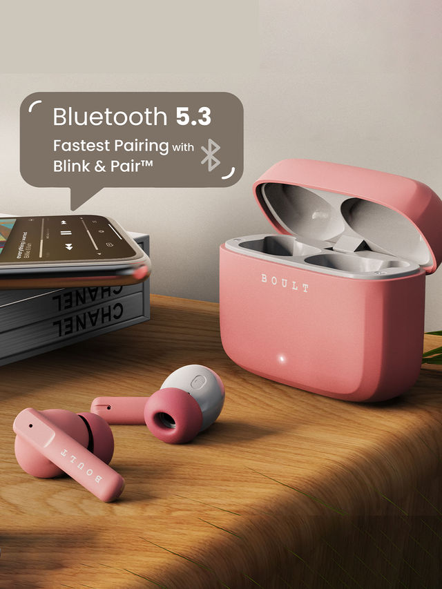 Boult Audio Octave | 60Hr Battery | Quad Mic Enc | 50Ms Ultra Low Latency | 5.3 Bluetooth | Pink