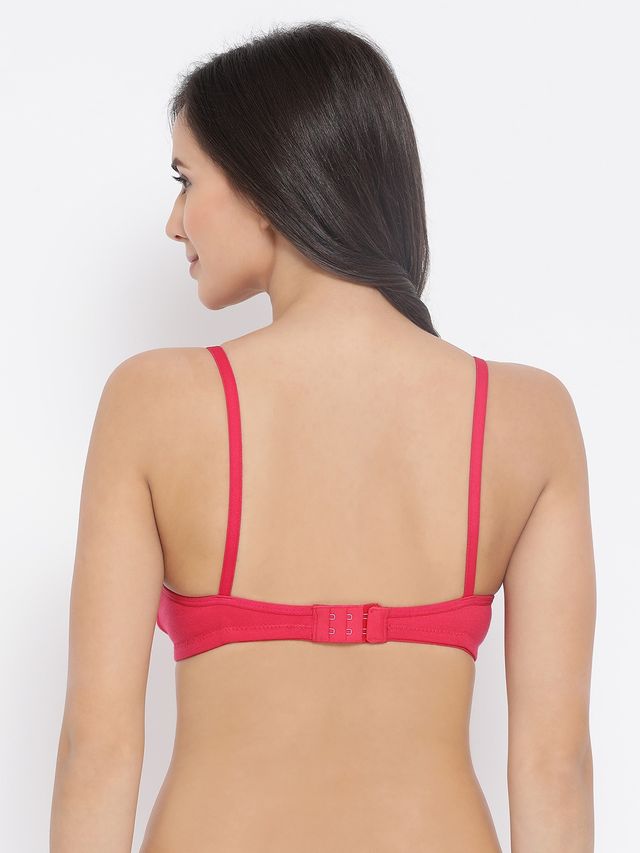 Clovia Women Non-Padded Non-Wired Full Coverage T-Shirt Bra - Dark Pink, Bright Blue | 32C