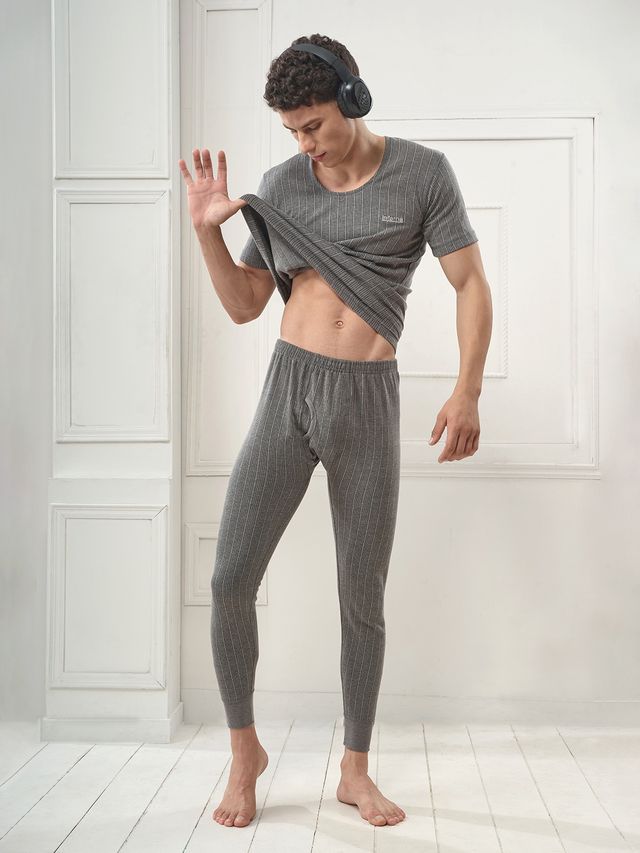 Lux Inferno Round Neck Half Sleeve Thermal Top for Men | Charcoal | 100 | XXL