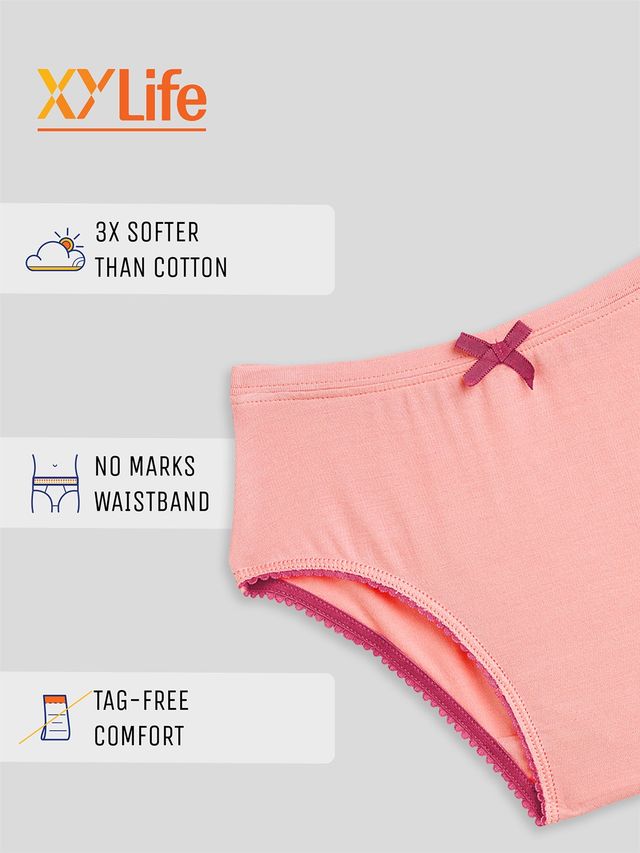 XY Life Hipster for Girls Antimicrobial-Aqua Green+Frost Pink+Aqua Green | 9-10Y| Pack Of 3 Panty