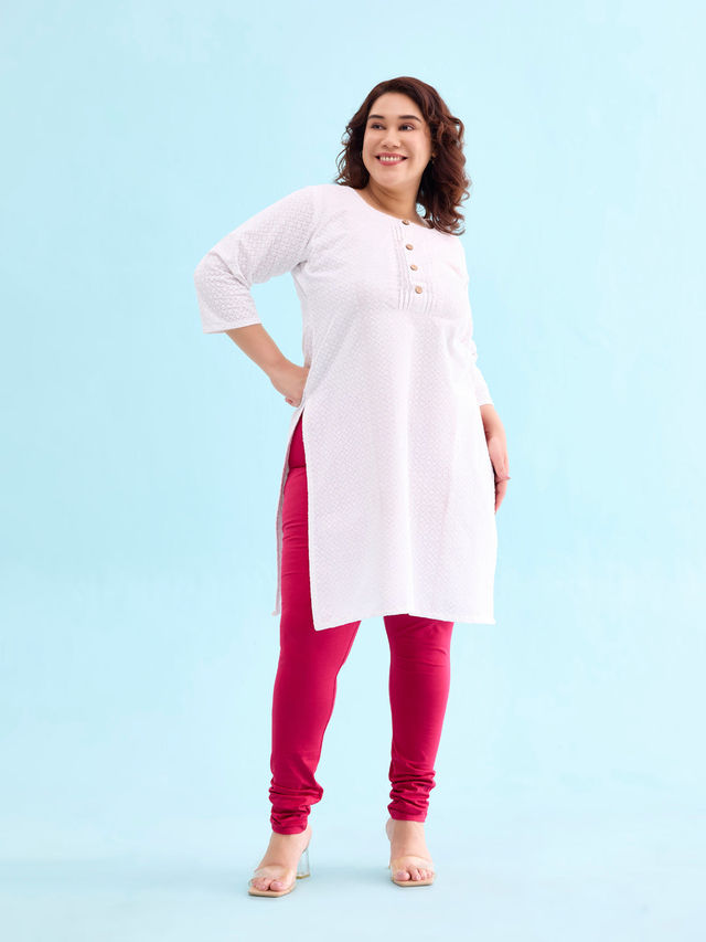 Go Colors Women's Solid Mid Rise Churidar | Fuchsia - 2XL