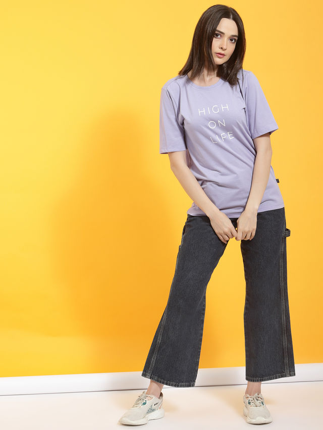 Rigo Women Oversized T-shirt | Light Purple - M