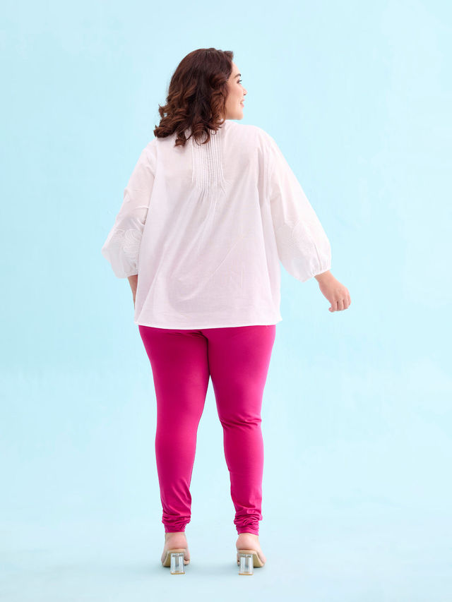 Go Colors Women's Solid Mid Rise Churidar | Dark Rose - L