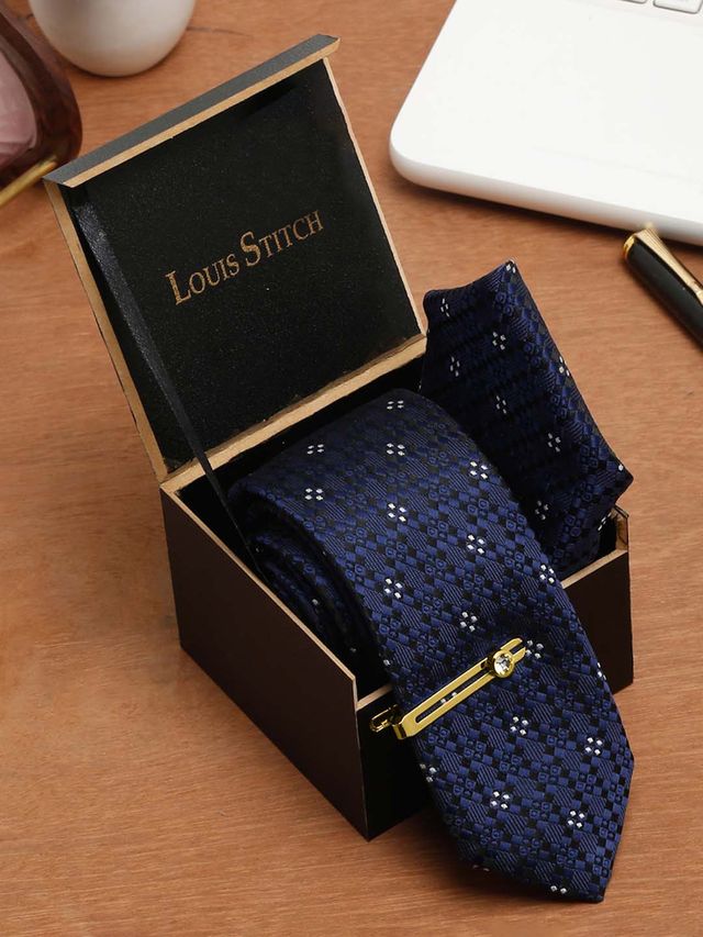Louis Stitch Men's Silk Necktie | Blue - One Size