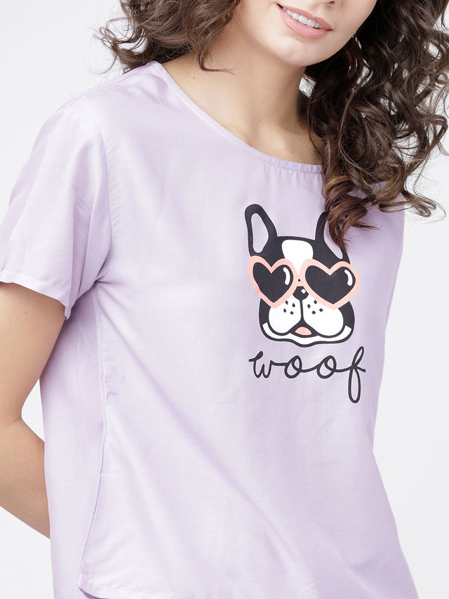 Tokyo Talkies Women's Graphic Printed Round Neck T-Shirt | Mauve and Black - L