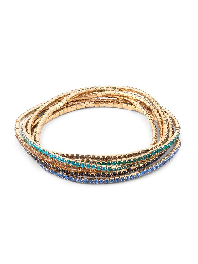 Accessorize London Women's Multi Tiny Cupchain Stretch Bracelet Pack Of 6 - Blue