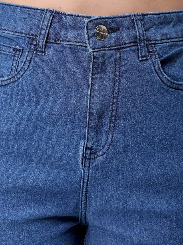 Freehand Women's Straight Fit Jeans With Tying Detail | Blue - 28