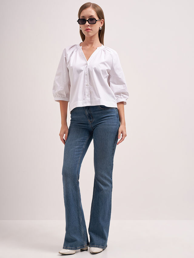 たくと Tokyo Talkies Women Manderin Collar 3/4Th Sleeve V Neck Front