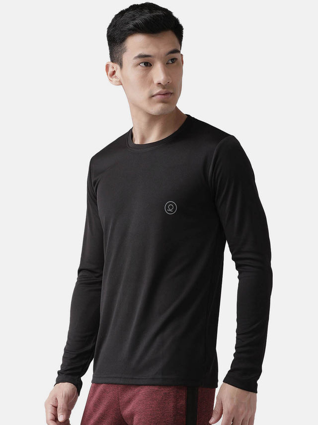 Chkokko Men's Gym Regular Fit Full Sleeves T-shirt | Black - S