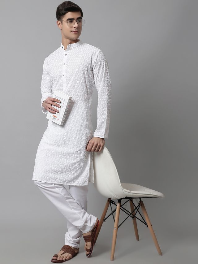 Jompers Men's Kurta | Ko 561 | White - M