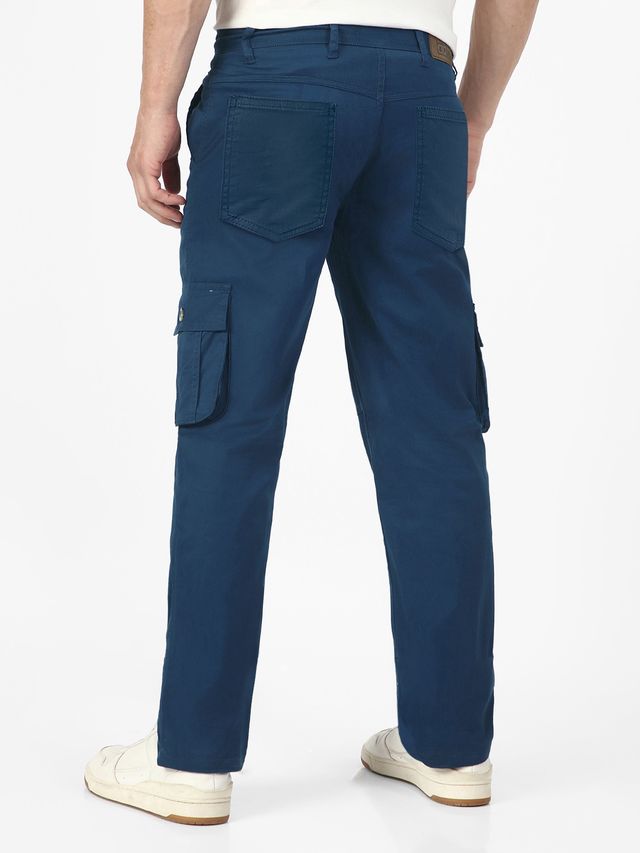 Urbano Fashion Men's Royal Blue Regular Fit Solid Cargo Chino Pant With 6 Pockets-30