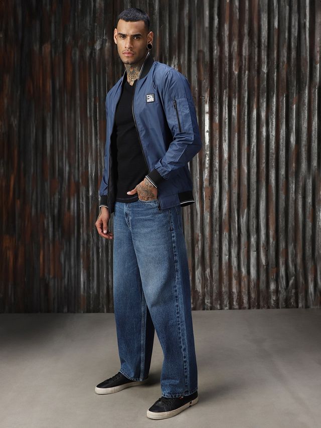 High Star Men's Lightweight Bomber With Embroidered Jacket | Blue - XL