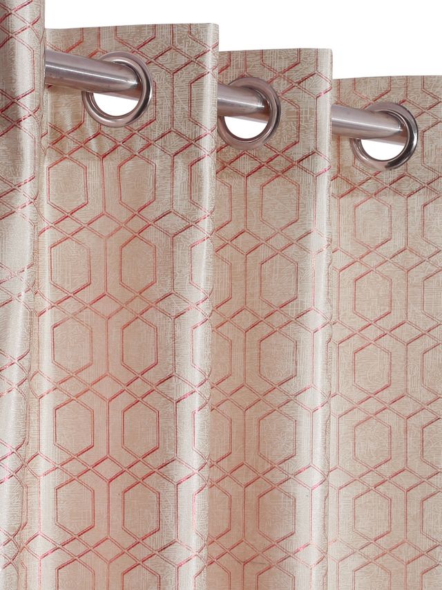 Cortina Polyster Printed Door Curtain 7Ft - Peach 2 pcs