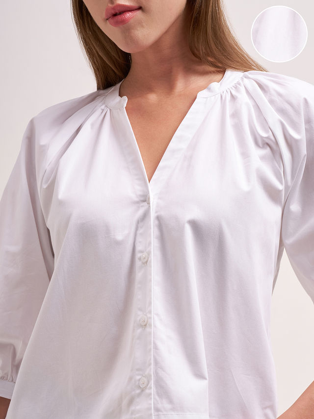 Tokyo Talkies Women Manderin Collar 3/4Th Sleeve V Neck Front