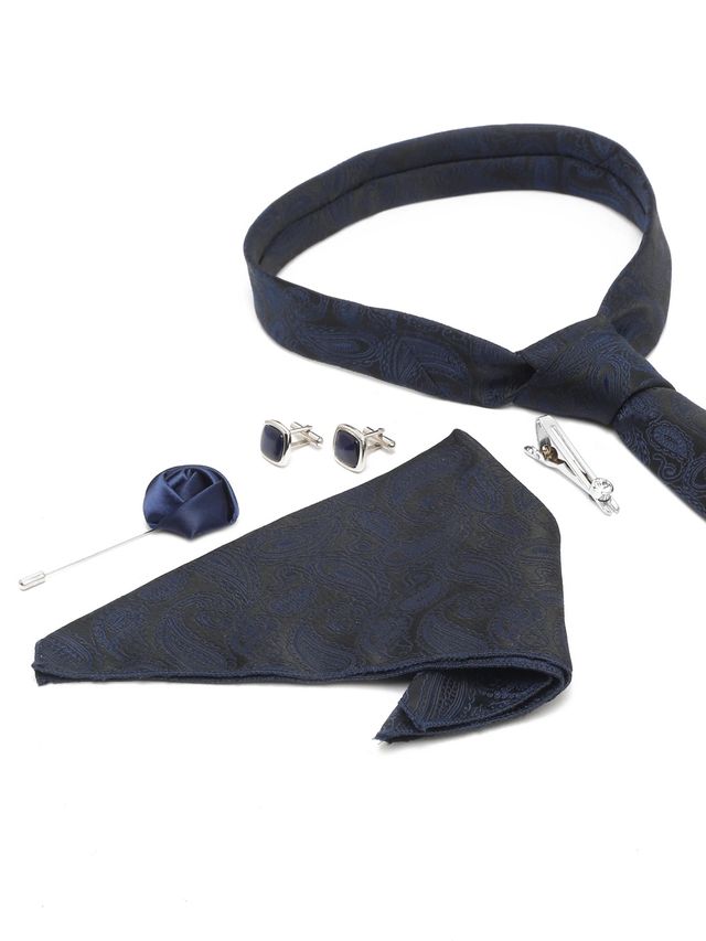 Louis Stitch Men's Silk Necktie Set | Space Blue - Standard