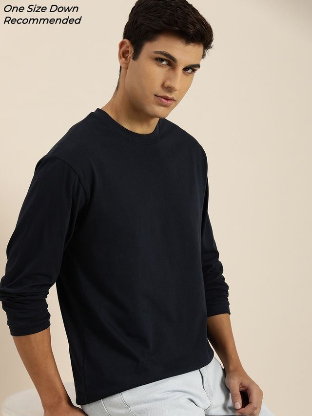 Dillinger Men's T-shirt Long Sleeve Oversized | DMOVFS067NVY | Navy - L