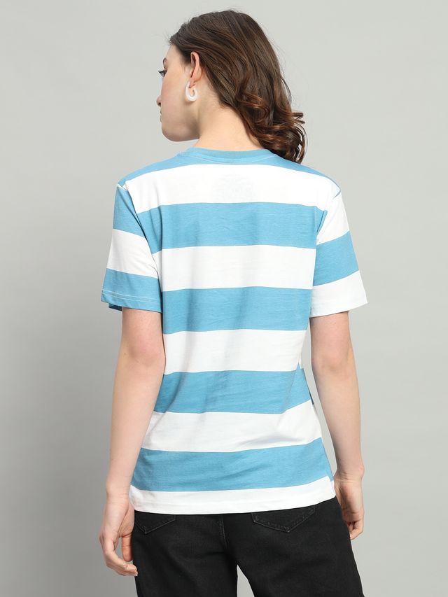 The Dry State Women's Blue Jasper & White T-shirts WTSH | 1617A | L