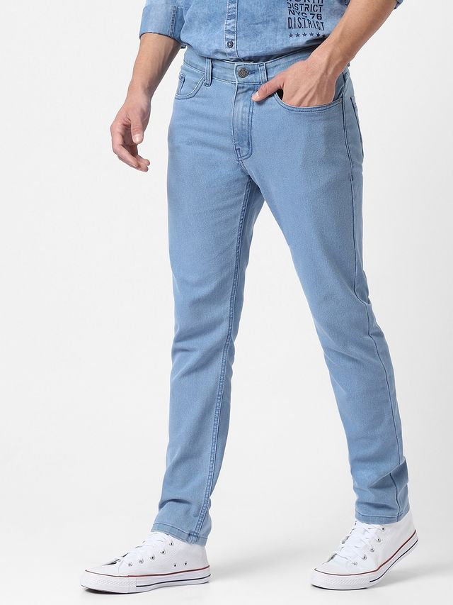 Urbano Fashion Men's Denim Jeans Slim Fit Stretchable | Ice Blue | 32