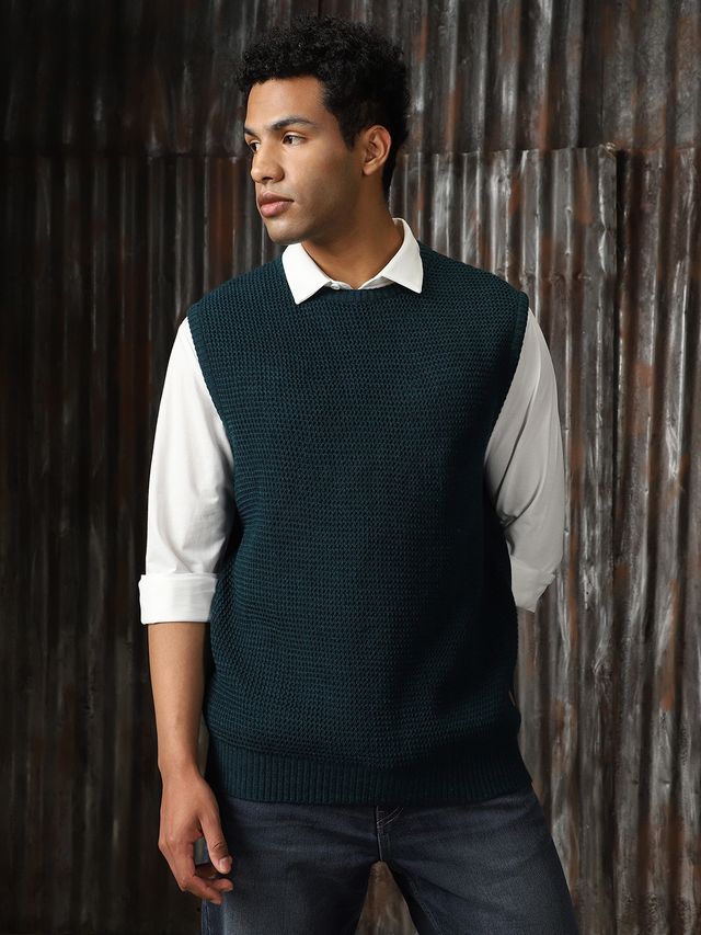 High Star Men's Sleeveless Round Neck Pullover Vest | Blue - XL