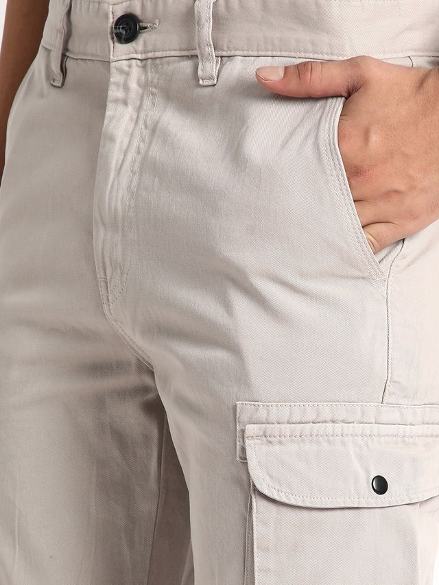 IVOC Men Silver Grey Regular Cargo Trousers 32