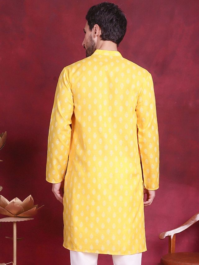 Jompers Men's Kurta | Ko 650 | Lemon - S