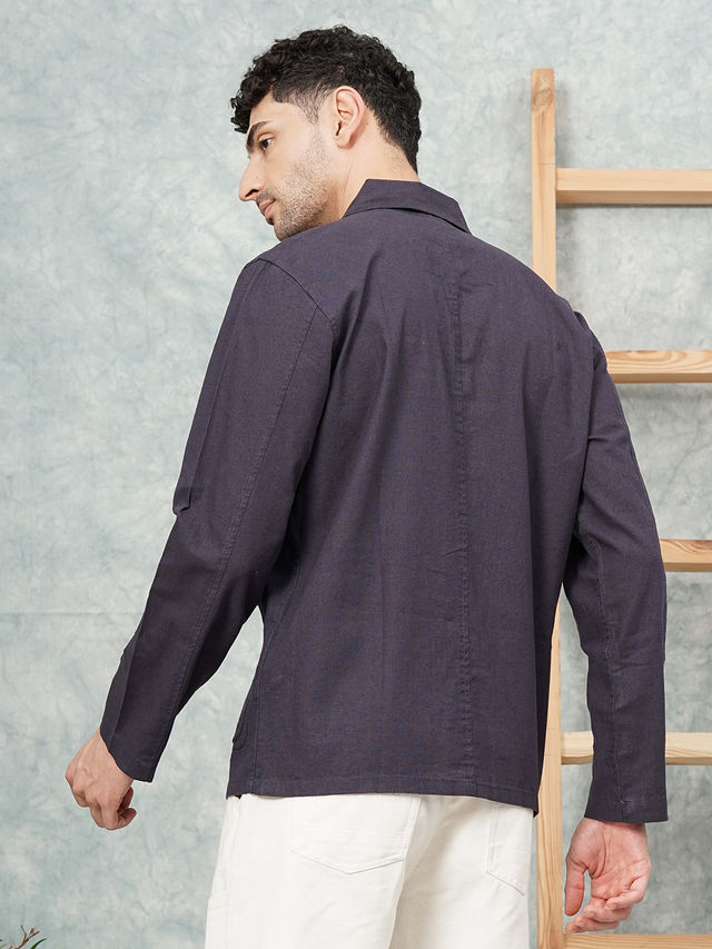 The Indian Garage Co Men's Slim Fit Solid Street Shirt | Grey - XL