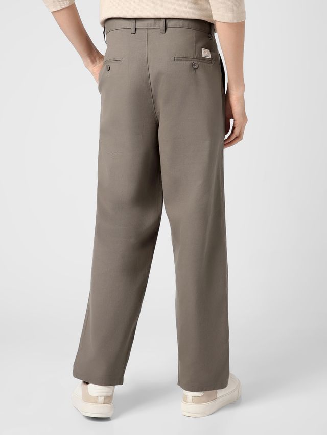 Urbano Fashion Men's Grey Loose Baggy Fit Solid Chino Trousers Non-Stretchable-28