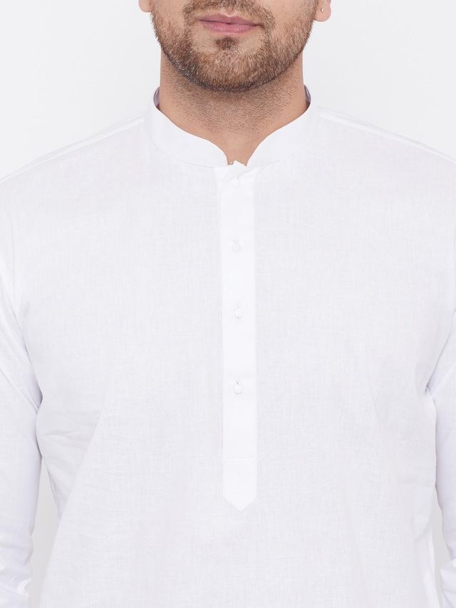 Vastramay Men's Cotton Kurta | White - L