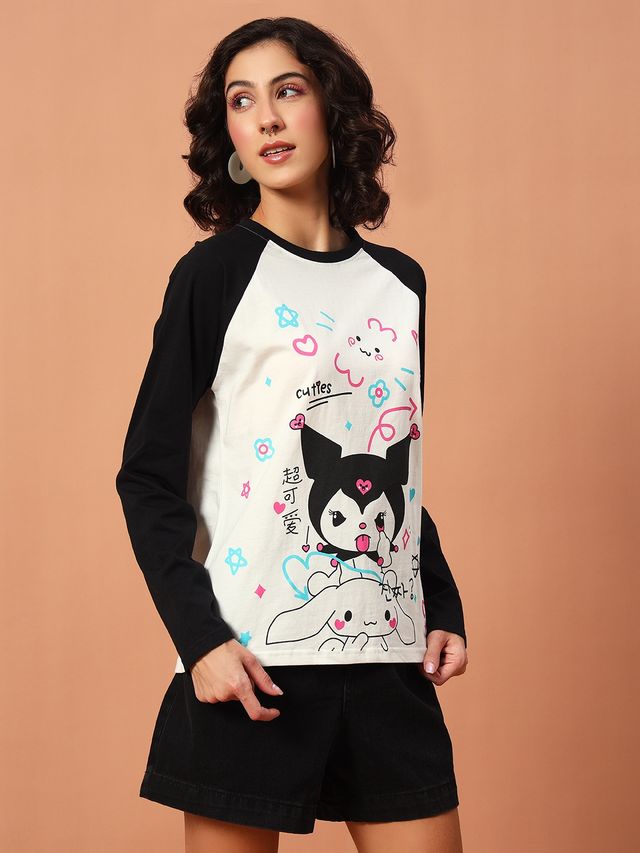 The Dry State Women's Black & Off White T-shirts WTSH | 1745A | L