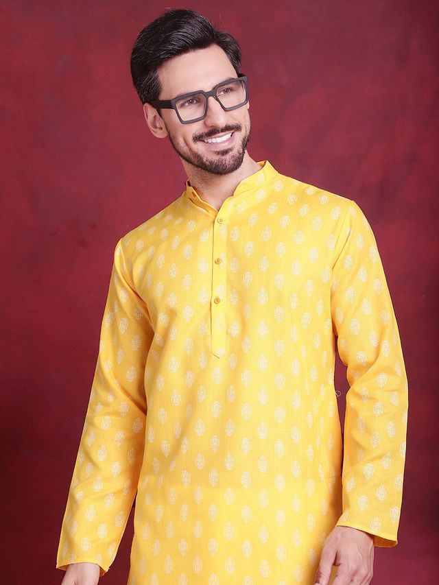 Jompers Men's Kurta | Ko 650 | Lemon - S
