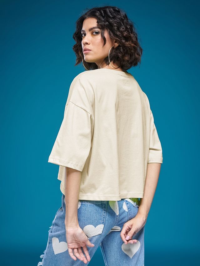 Smartees Womens Oversize Printed T-shirt | WW - Boxy | 3003 | Skin | S