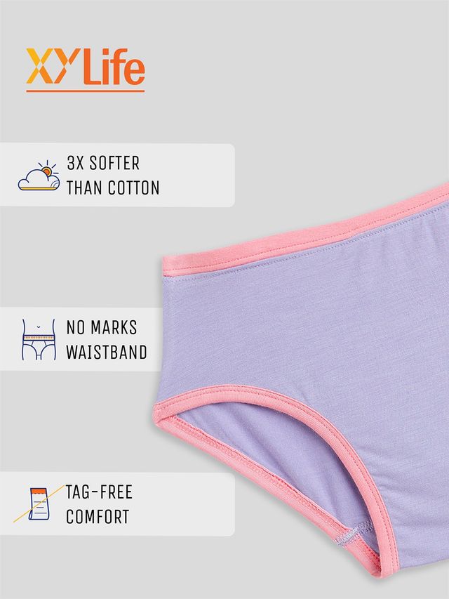 XY Life Girl's Solid Hipsters | White and Ice Blue | 9 - 10 years