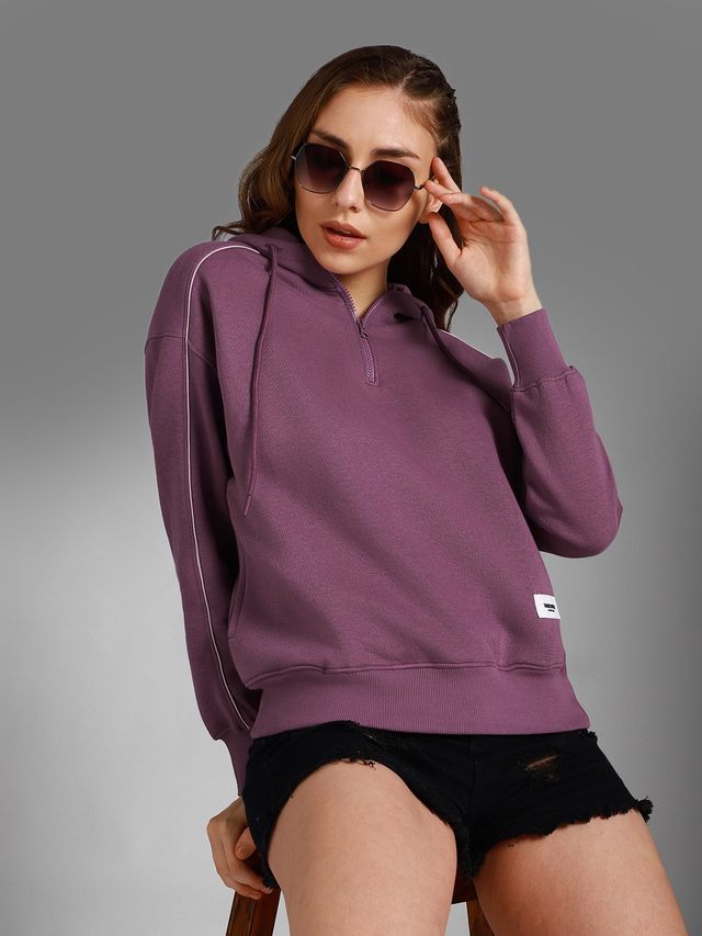 High Star Women's Hooded Long Sleeves Pullover Sweatshirt | Purple - L