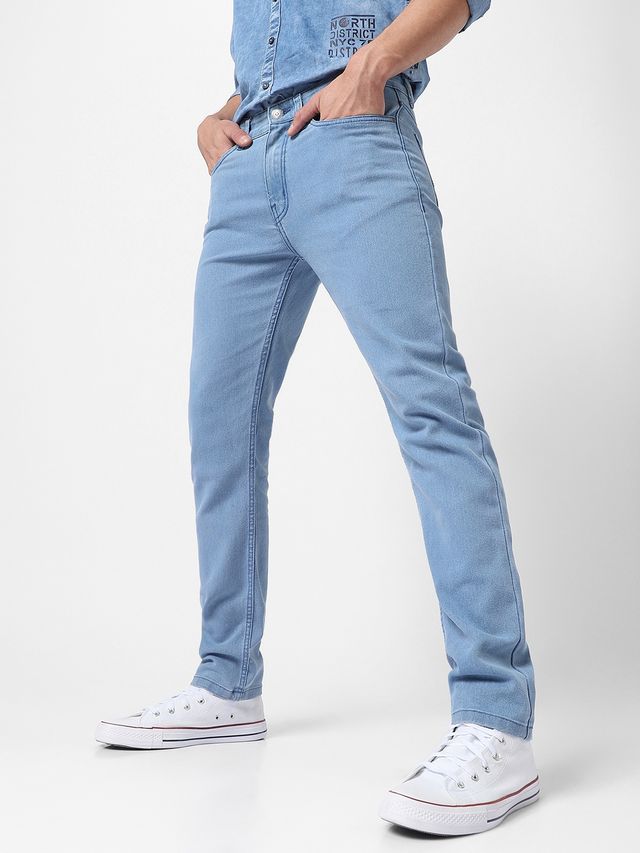 Urbano Fashion Men's Denim Jeans Slim Fit Stretchable | Ice Blue | 32