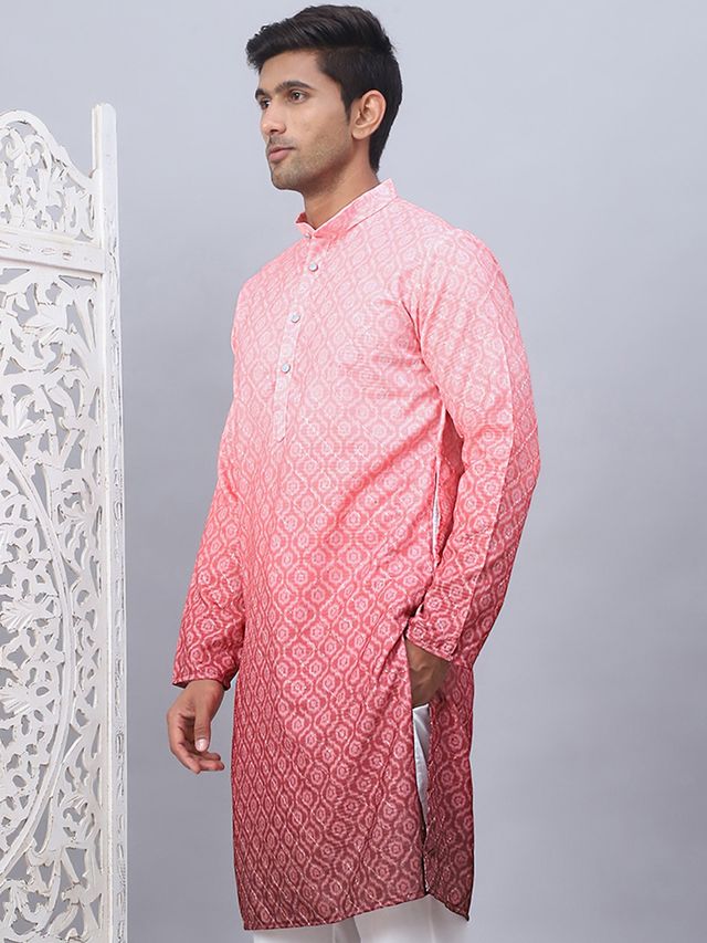 Jompers Men's Kurta | Ko 5074 | Coral - S